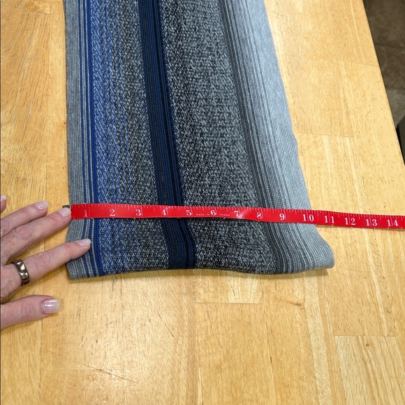 Men's Gray and Blue Striped Scarf - Picture 7 of 7